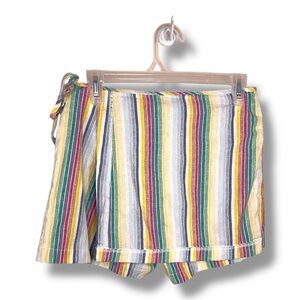 XS Lucy Love Rainbow Striped Skort Style Shorts Tie Closure Accent Colorful